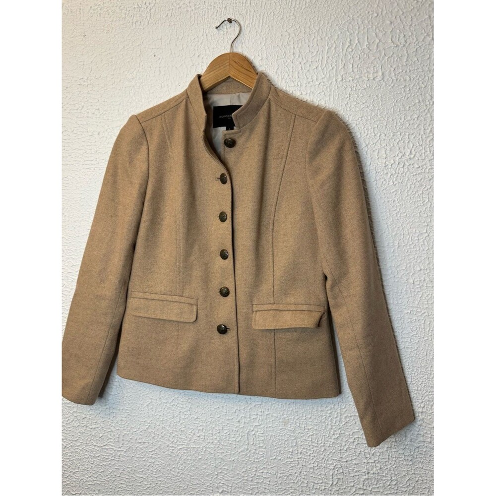 Banana Republic Camel Wool-Blend Stand Collar Jacket